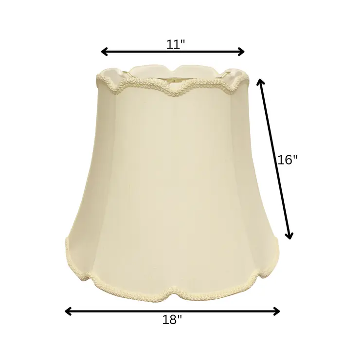18" Ivory Empire Slanted Cylinder Scroll Edge Silk Lampshade