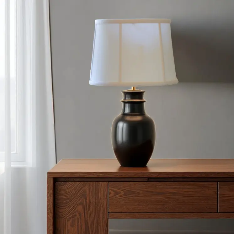 15" Off White Throwback Drum Linen Lampshade