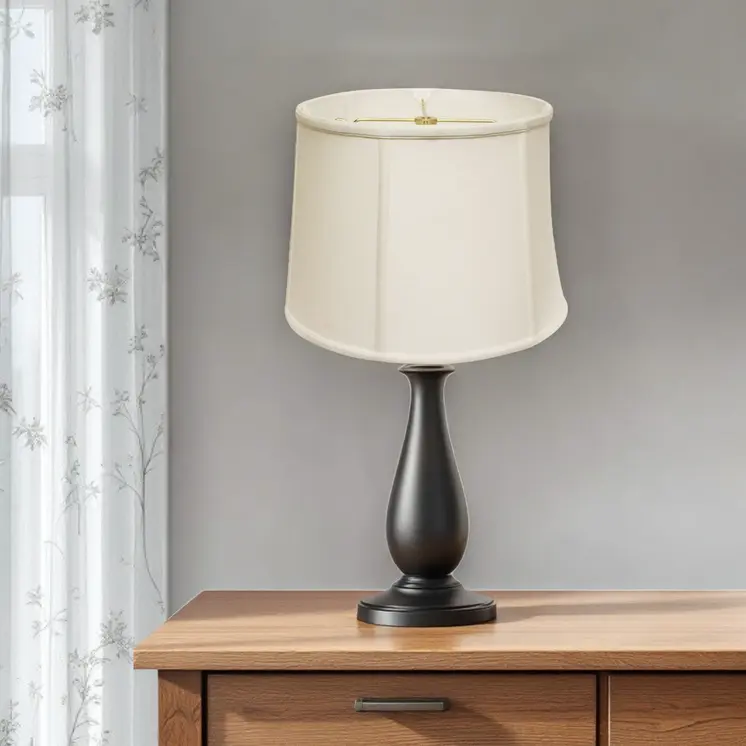 White Linen Drum Lamp shade 15"W Bottom