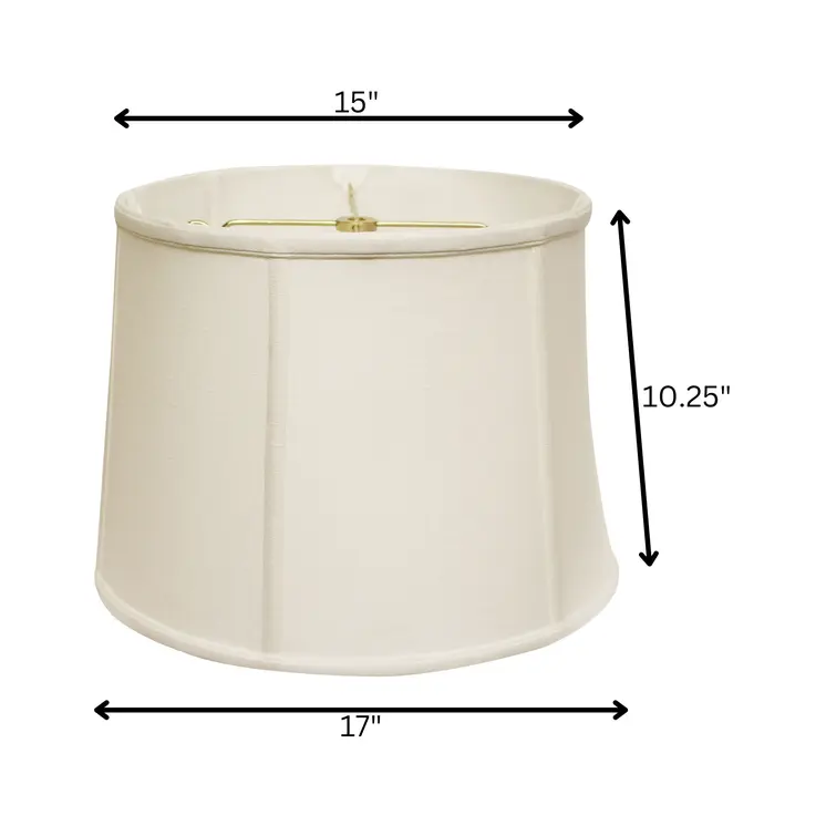 17" White Throwback Drum Linen Lampshade