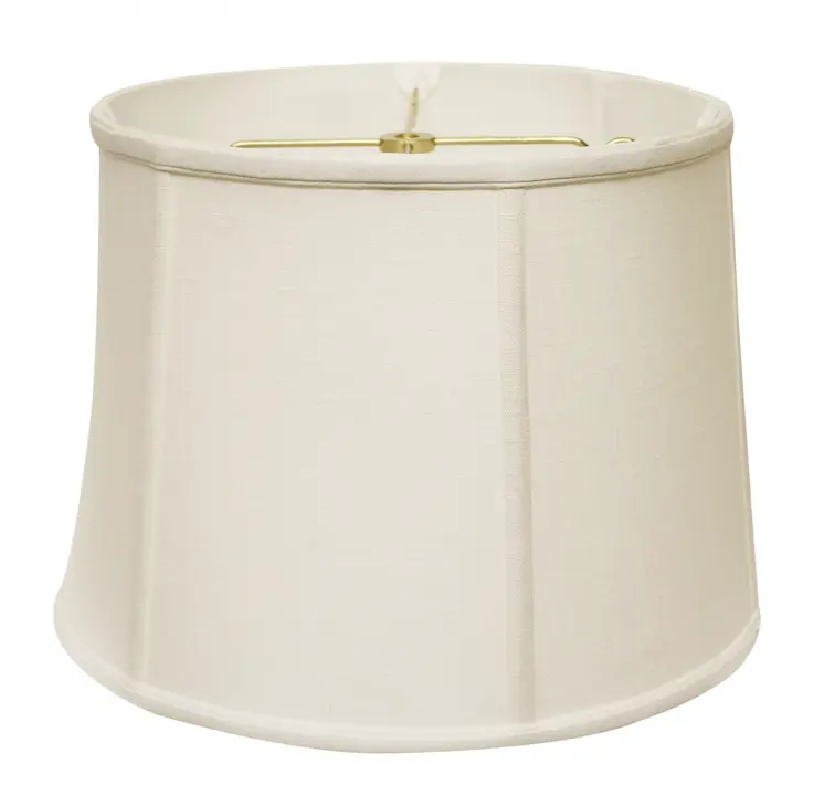 17" White Throwback Drum Linen Lampshade