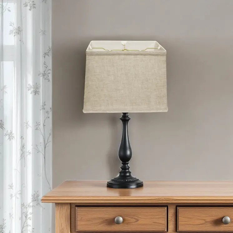 14" Cream Throwback Rectangle Linen Lampshade