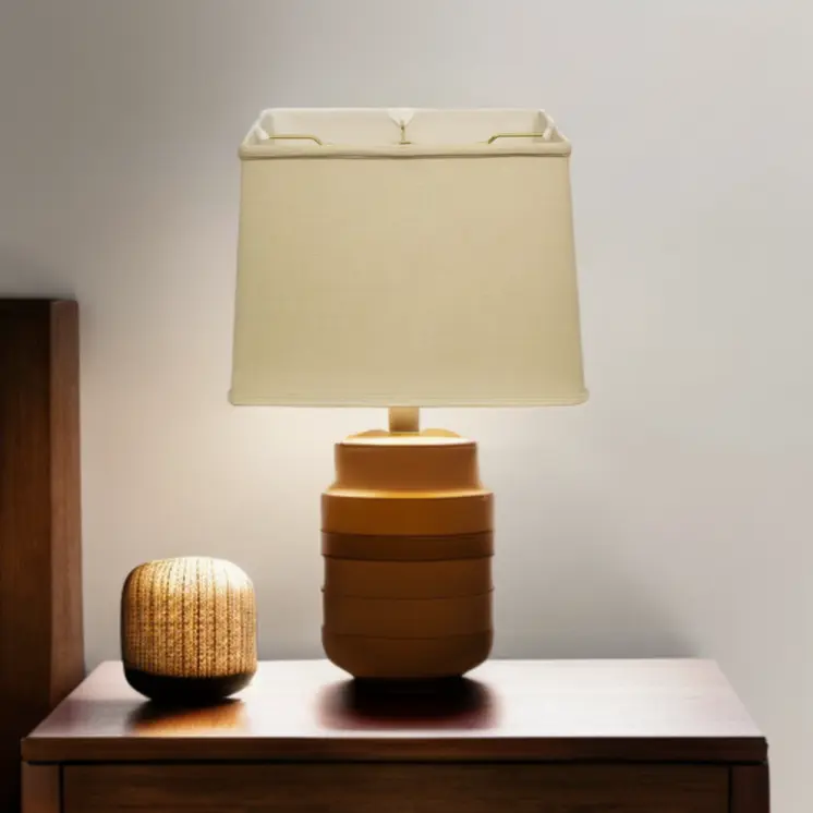 14" Pale Brown Throwback Rectangle Linen Lampshade