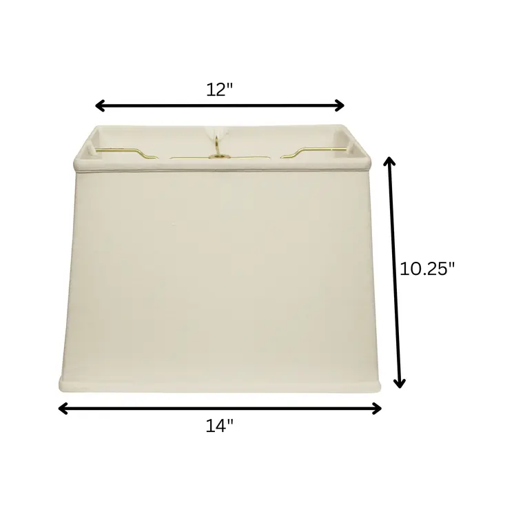 14" White Throwback Rectangle Linen Lampshade