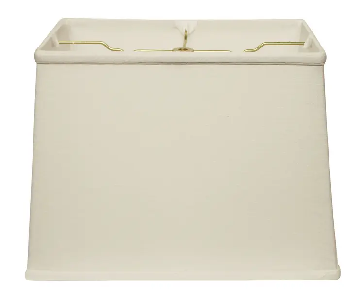 14" White Throwback Rectangle Linen Lampshade