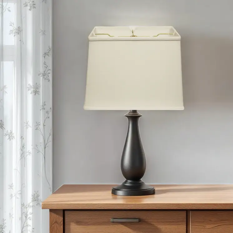 16" White Throwback Rectangle Linen Lampshade