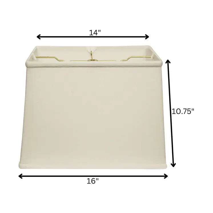 16" White Throwback Rectangle Linen Lampshade