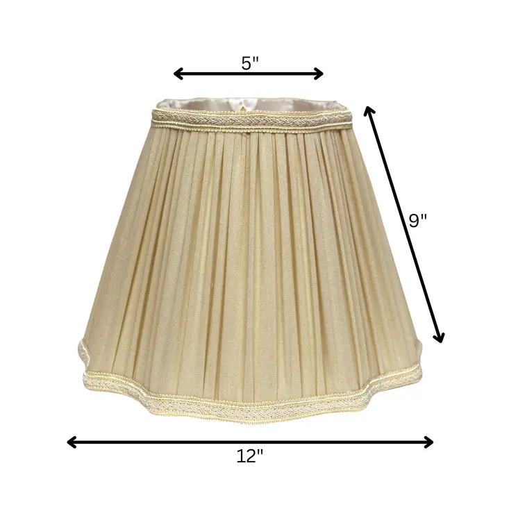 Taupe Shantung Silk Square Lamp shade 12"W Bottom