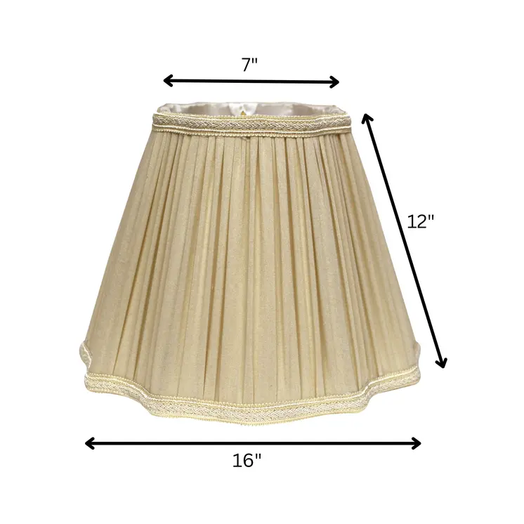 16" Pearl Grey Slanted Fancy Square Shantung Lampshade