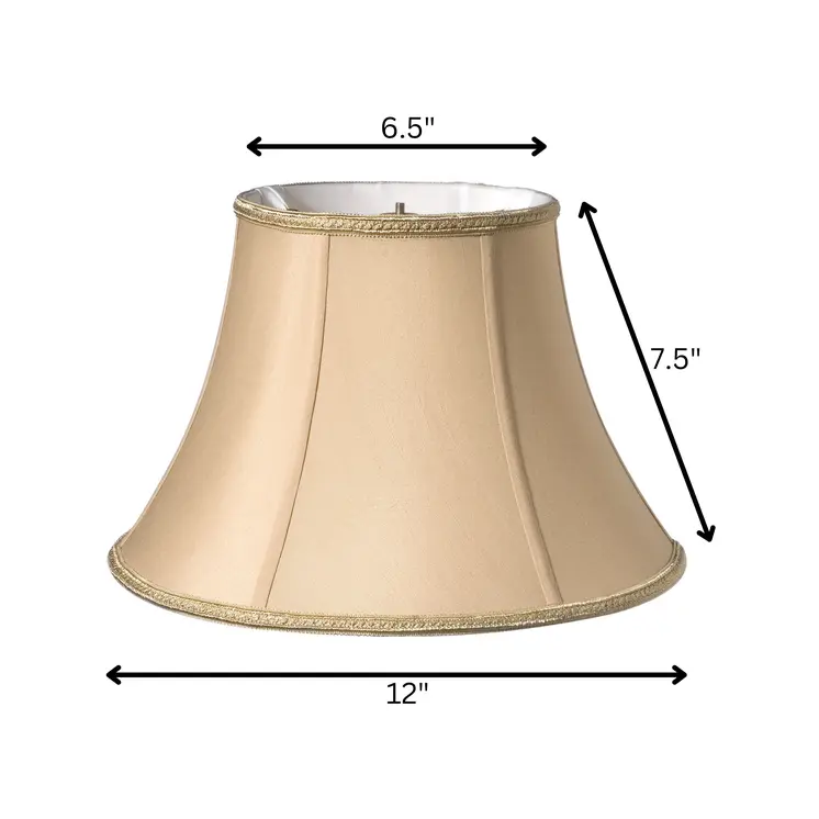 12" Vintage Gold Slanted Bell Shantung Lampshade