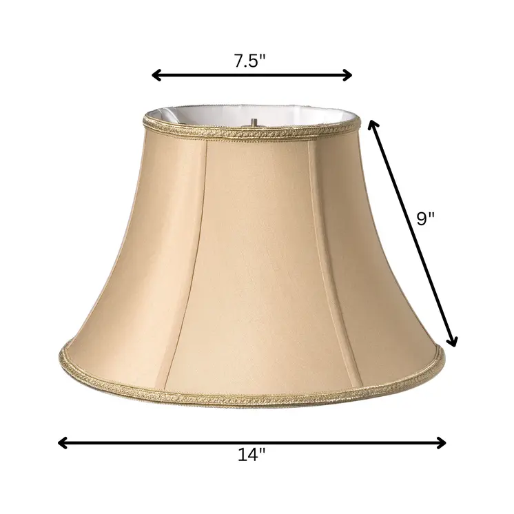 14" Vintage Gold Slanted Bell Shantung Lampshade