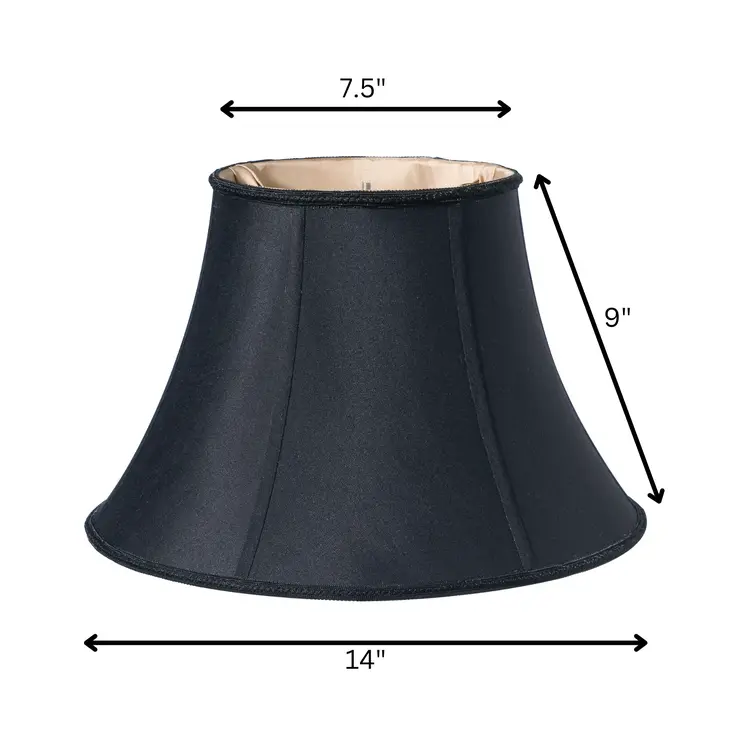 14" Black Slanted Bell Shantung Lampshade
