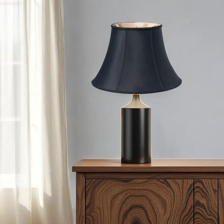20" Black Slanted Bell Shantung Lampshade
