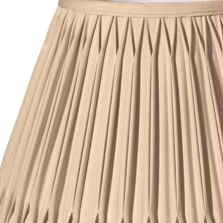 12" Vintage Gold Slanted Bell Smocked Shantung Lampshade