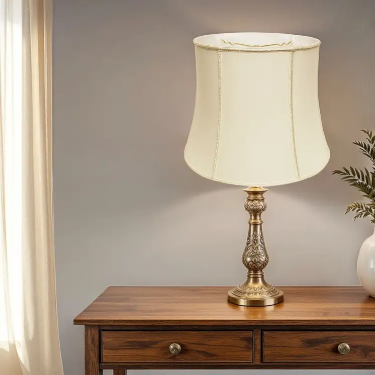 16" Ivory Slanted Girdle Shantung Lampshade