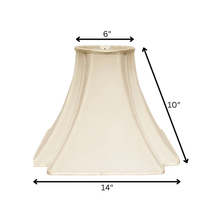 14" Ivory Slanted Notch Square Shantung Lampshade