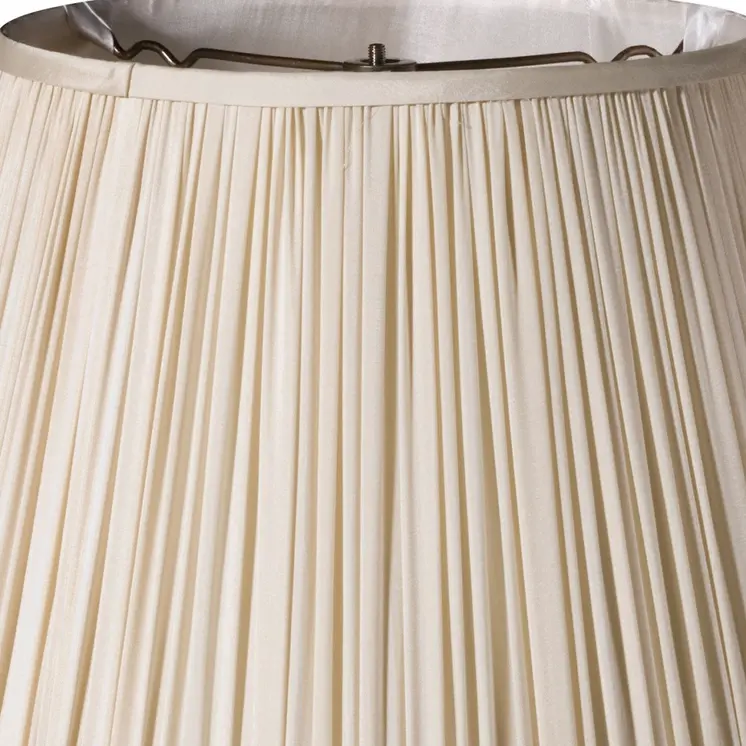 14" Pale Grey Slanted Pleated Tafetta Lampshade