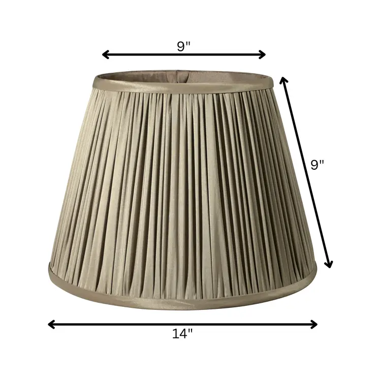 14" Ash Slanted Pleated Tafetta Lampshade