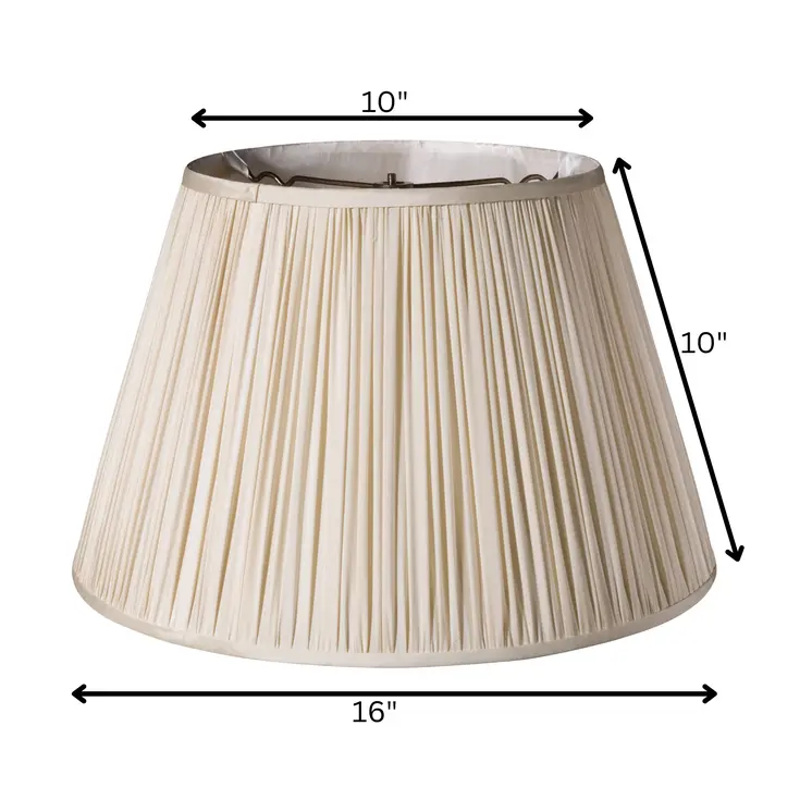 16" Pale Grey Slanted Pleated Tafetta Lampshade