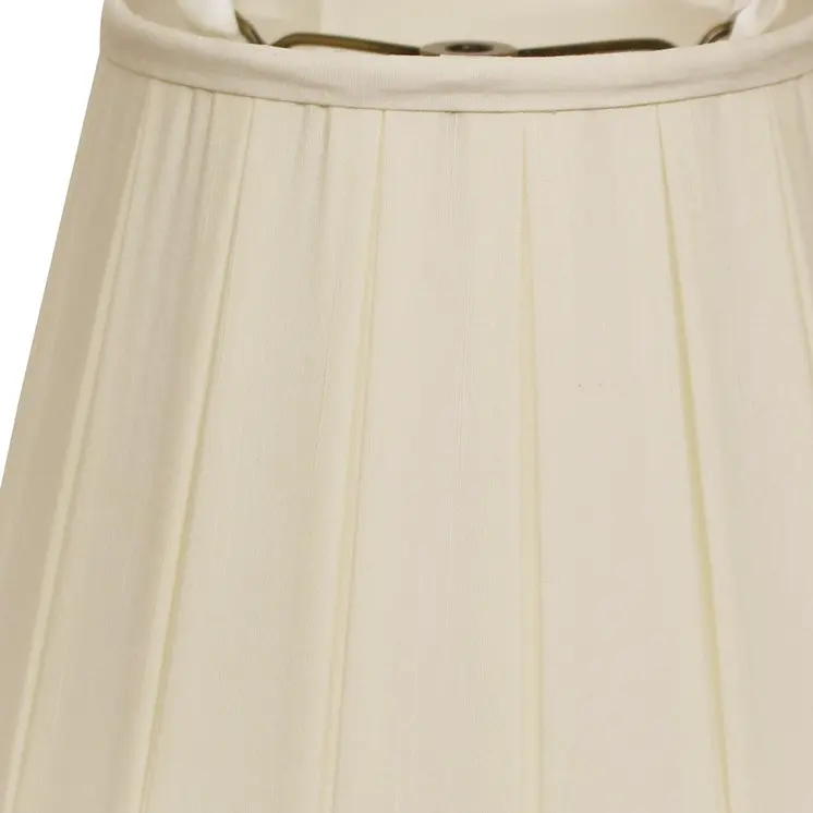 18" Ivory Slanted Crimped Box Shantung Lampshade