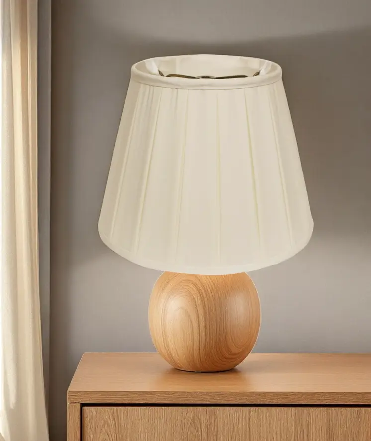19" Ivory Slanted Crimped Box Shantung Lampshade
