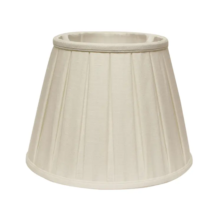 14" White Slanted Linen Lampshade with Box Pleat