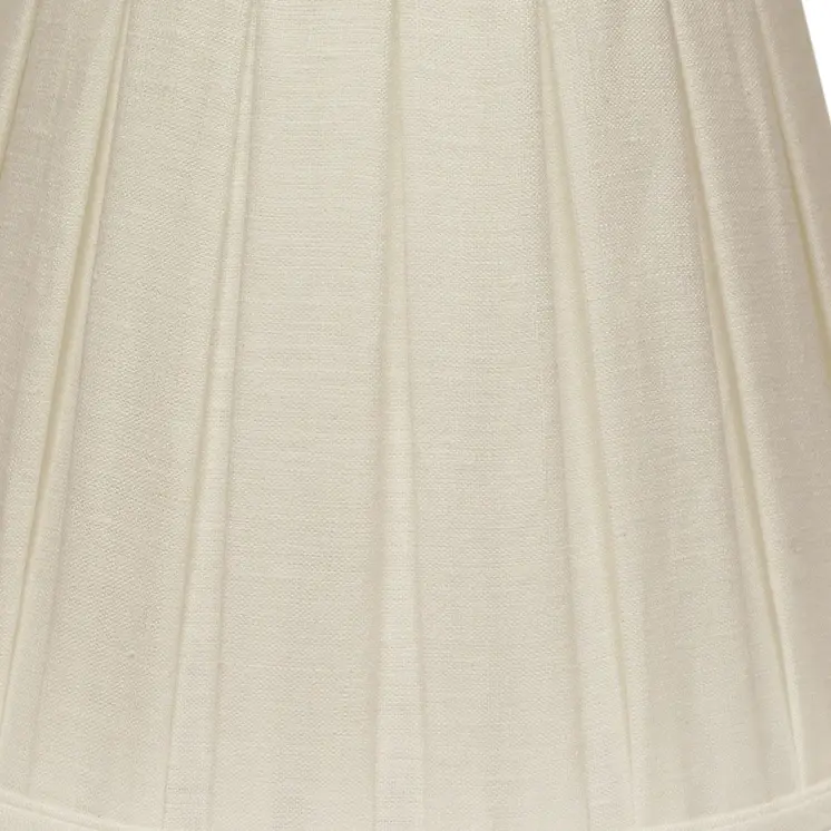 14" White Slanted Linen Lampshade with Box Pleat