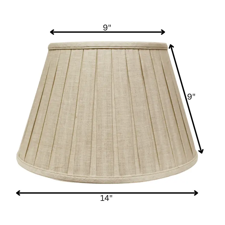 14" Cream Slanted Linen Lampshade with Box Pleat