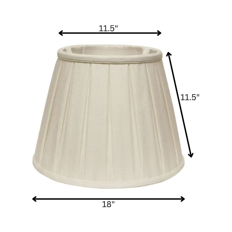 18" White Slanted Linen Lampshade with Box Pleat