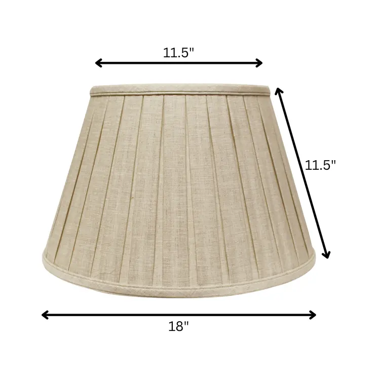 18" Cream Slanted Linen Lampshade with Box Pleat