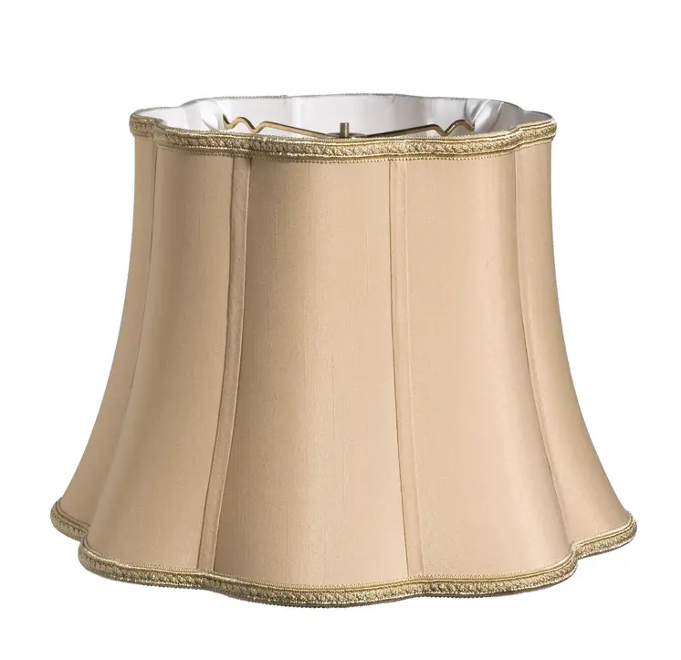 10" Vintage Gold Melon Scallop Shantung Lampshade