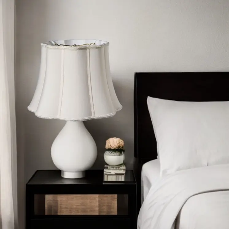 12" Cream Melon Scallop Shantung Lampshade
