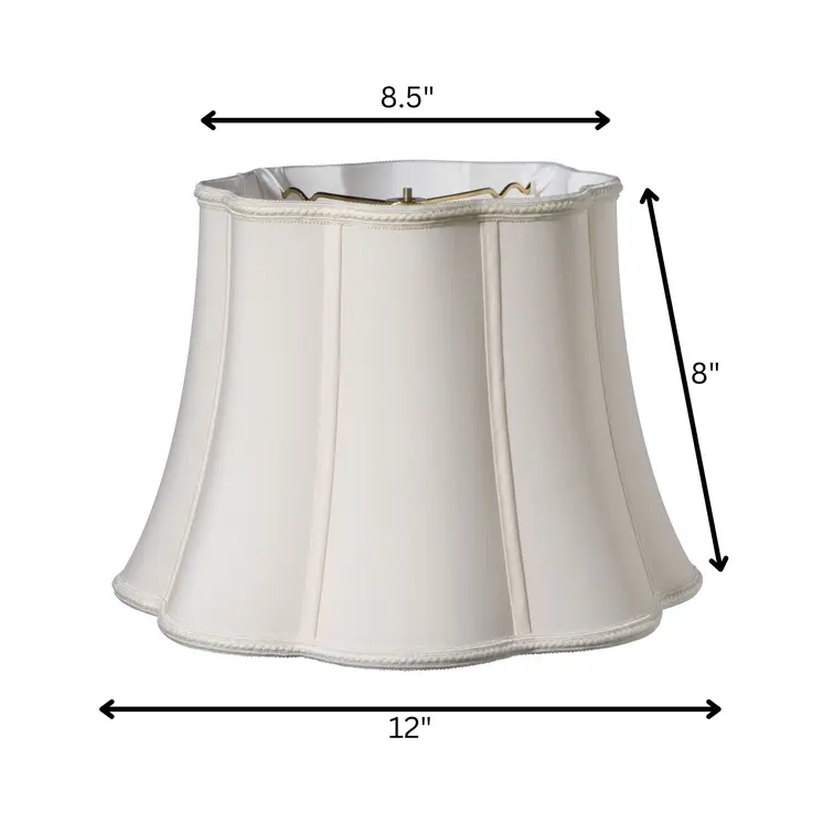 12" Cream Melon Scallop Shantung Lampshade