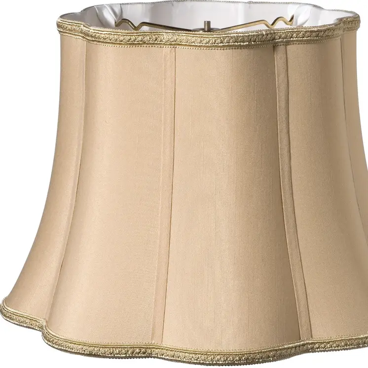 16" Vintage Gold Melon Scallop Shantung Lampshade