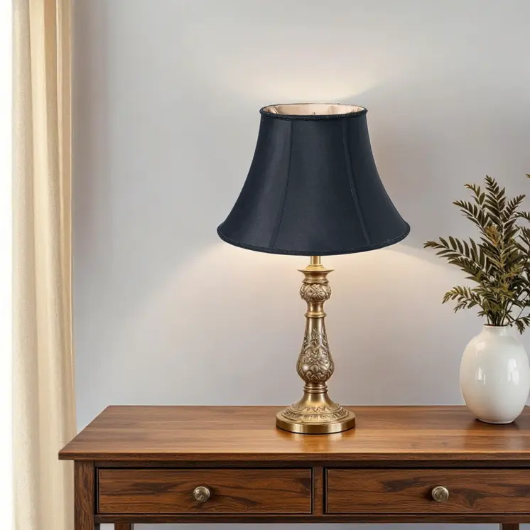 12" Black with Bronze Lining Slanted Oval Shantung Lampshade
