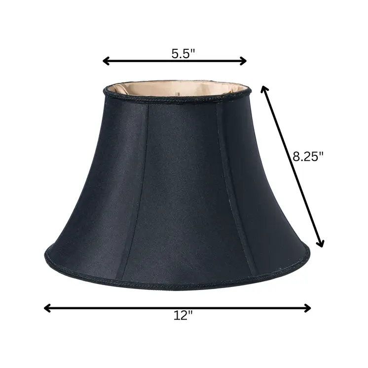 12" Black with Bronze Lining Slanted Oval Shantung Lampshade