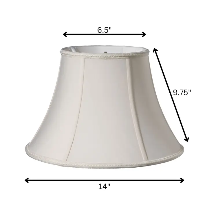 14" Cream Slanted Oval Shantung Lampshade