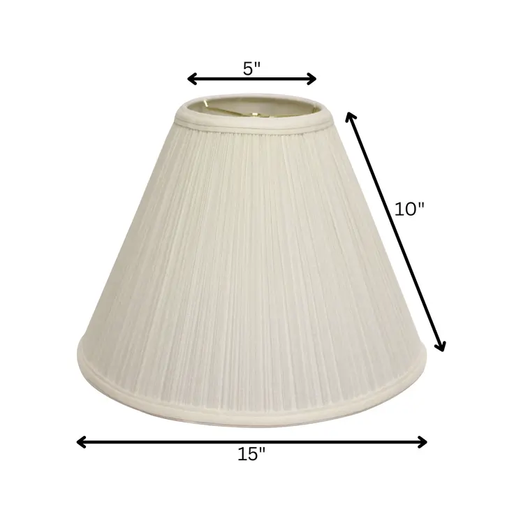 15" White Deep Cone Slanted Broadcloth Lampshade