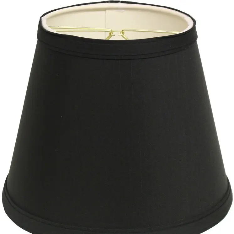 8" Black with White  Empire Hardback Slanted Shantung Lampshade