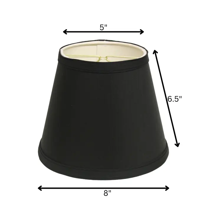 8" Black with White  Empire Hardback Slanted Shantung Lampshade
