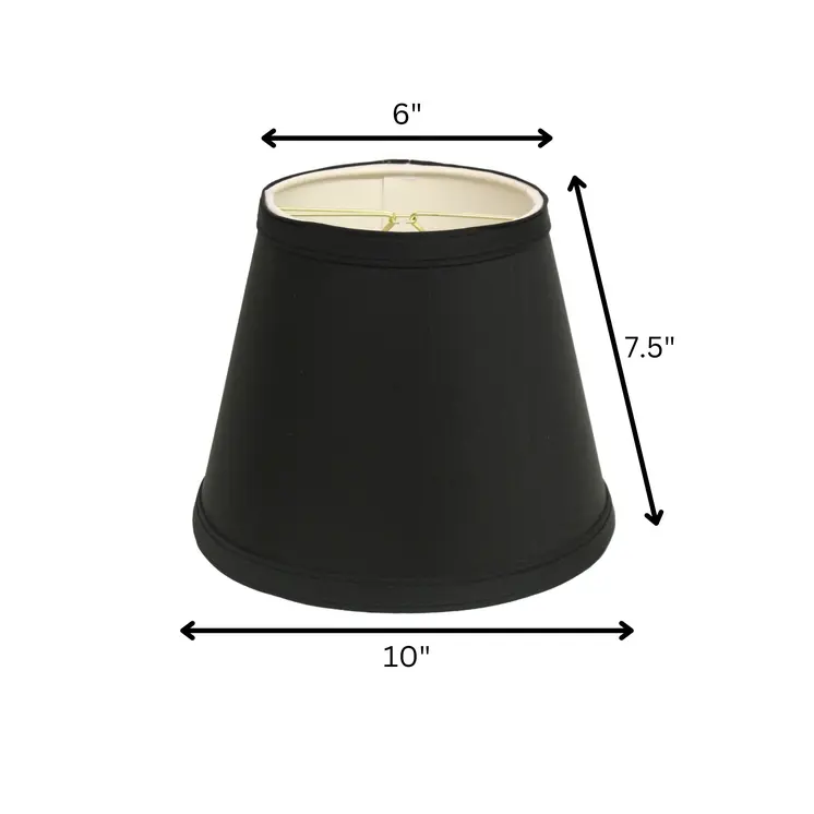 10" Black with White  Empire Hardback Slanted Shantung Lampshade