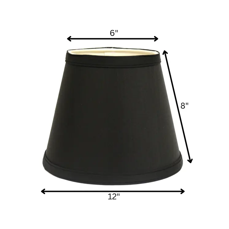 12" Black with White  Empire Hardback Slanted Shantung Lampshade