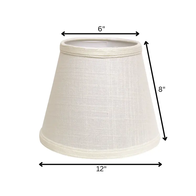 12" White Empire Hardback Slanted Linen Lampshade UF