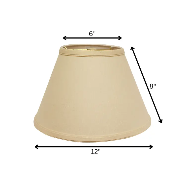12" Parchment Biege Empire Hardback Slanted Linen Lampshade UF