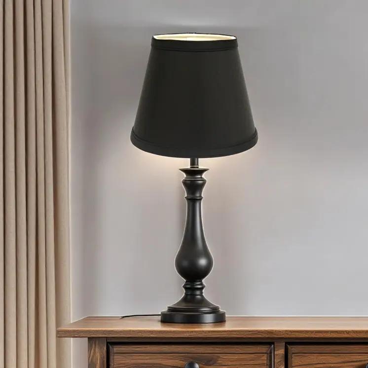 12" Black with White Hardback Empire Slanted Slanted Shantung Lampshade