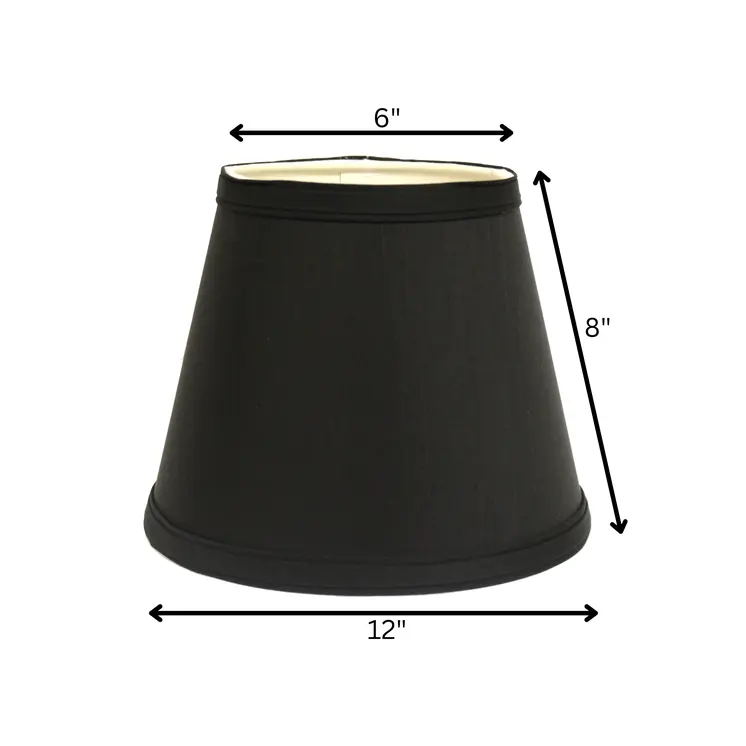 12" Black with White Hardback Empire Slanted Slanted Shantung Lampshade