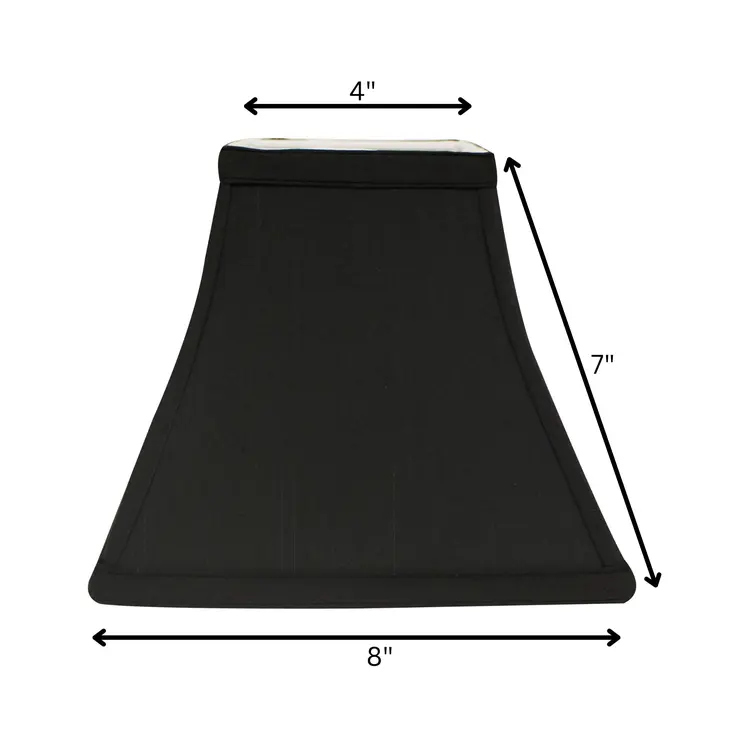 8" Black with White Lining Square Bell Shantung Lampshade