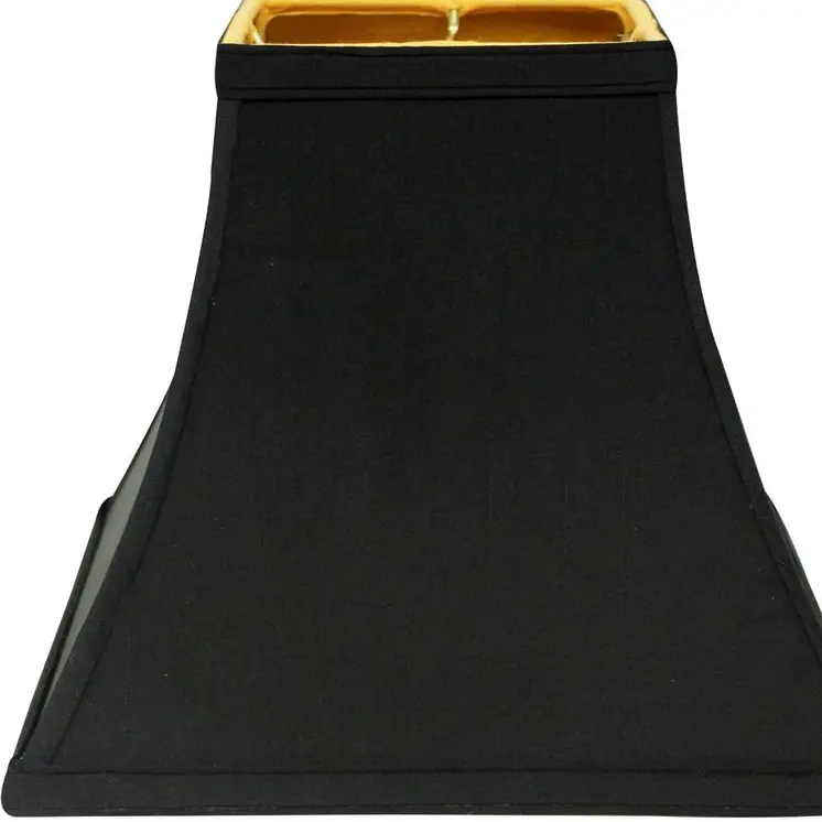 8" Black with Gold Lining Square Bell Shantung Lampshade