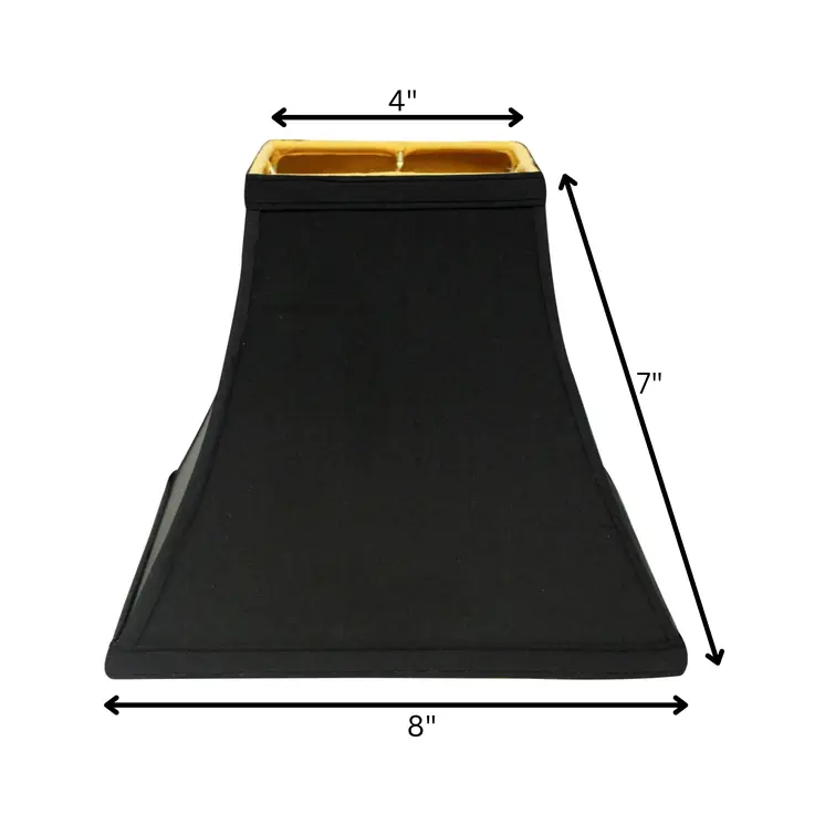 8" Black with Gold Lining Square Bell Shantung Lampshade