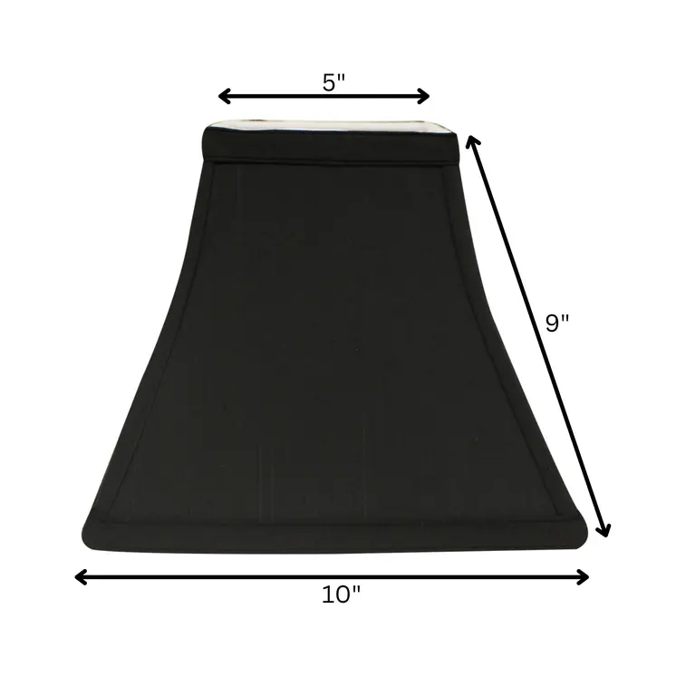 10" Black with White Lining Square Bell Shantung Lampshade